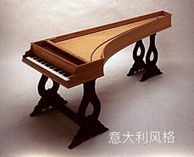 拨弦古钢琴(clavichord)之风格:羽管键琴琴体表面装饰图案颇具特色